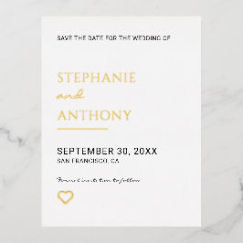 Minimalistisch zwart-wit harthuwelijk folie uitnodiging briefkaart