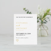 Minimalistisch zwart-wit harthuwelijk folie uitnodiging briefkaart (Staand Voorkant)