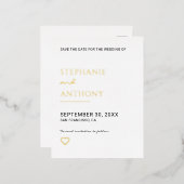 Minimalistisch zwart-wit harthuwelijk folie uitnodiging briefkaart (Voorkant / Achterkant)