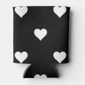 Minimalistisch zwart-wit hartpatroon blikjeskoeler (Voorkant)