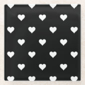 Minimalistisch zwart-wit hartpatroon glazen onderzetter (Voorkant)