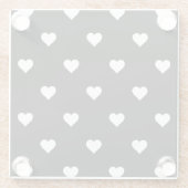 Minimalistisch zwart-wit hartpatroon glazen onderzetter (Achterkant)