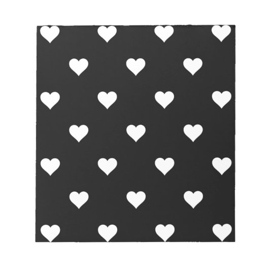Minimalistisch zwart-wit hartpatroon notitieblok (Voorkant)