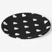 Minimalistisch zwart-wit hartpatroon papieren bordje (Gekanteld)