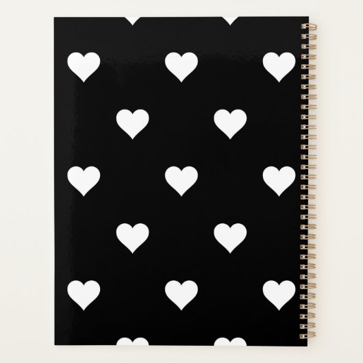 Minimalistisch zwart-wit hartpatroon planner (Achterkant)