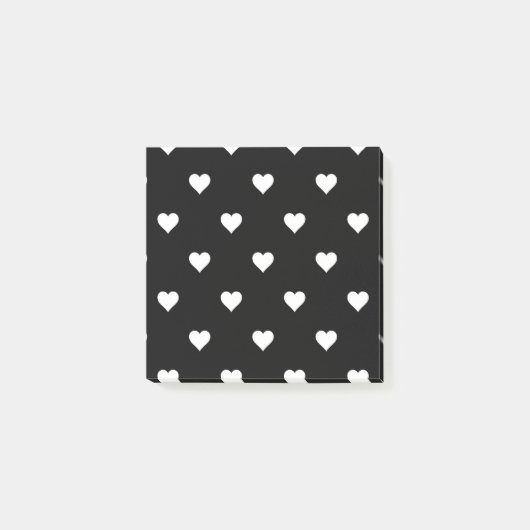 Minimalistisch zwart-wit hartpatroon post-it® notes (Voorkant)