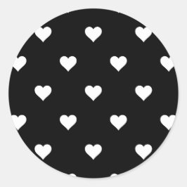 Minimalistisch zwart-wit hartpatroon ronde sticker