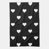 Minimalistisch zwart-wit hartpatroon theedoek (Verticaal)