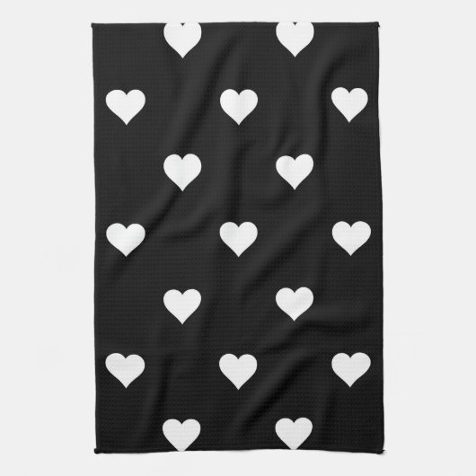 Minimalistisch zwart-wit hartpatroon theedoek (Verticaal)