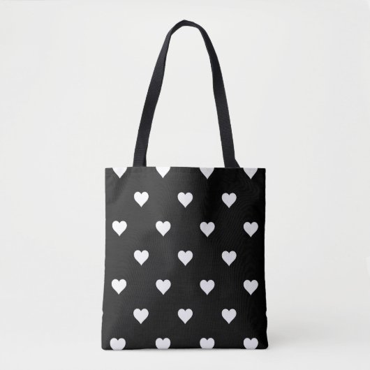 Minimalistisch zwart-wit hartpatroon tote bag (Voorkant)