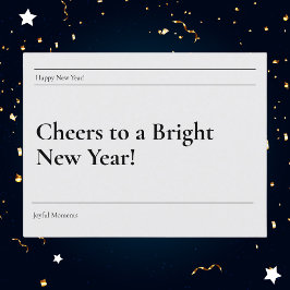 Minimalistisch zwart-wit helder nieuwjaar feestdagenkaart