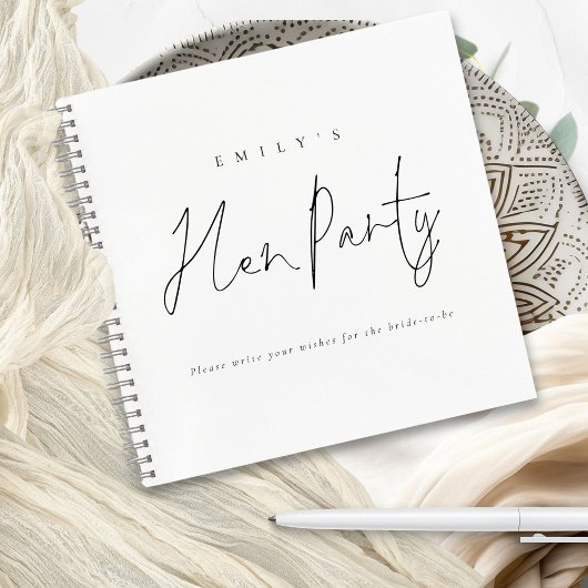 Minimalistisch Zwart Wit Hen Party Gastenboek Notitieboek