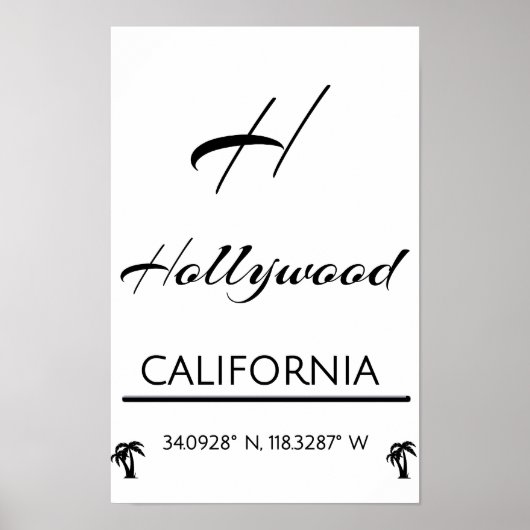 Minimalistisch zwart-wit Hollywood Poster (Voorkant)