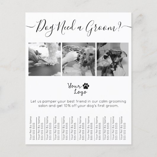 Minimalistisch zwart-wit hondenvlees toevoegen Log Flyer (Voorkant)