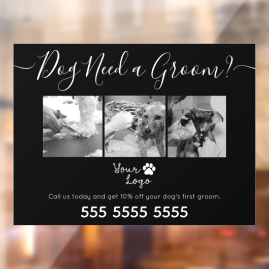 Minimalistisch zwart-wit hondenvlees toevoegen Log Raamsticker (Vel 2)