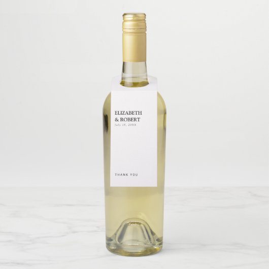 Minimalistisch zwart-wit huwelijk traditionele afb flessenhanger (Op fles)