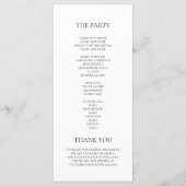 Minimalistisch zwart-wit huwelijksceremonie progra menu (Achterkant)