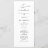 Minimalistisch zwart-wit huwelijksceremonie progra menu (Voorkant)