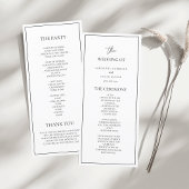 Minimalistisch zwart-wit huwelijksceremonie progra menu