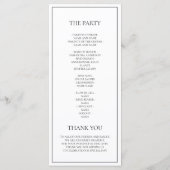 Minimalistisch zwart-wit huwelijksceremonie progra menu (Achterkant)