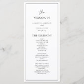 Minimalistisch zwart-wit huwelijksceremonie progra menu (Voorkant)