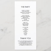 Minimalistisch zwart-wit huwelijksceremonie progra menu (Achterkant)