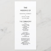 Minimalistisch zwart-wit huwelijksceremonie progra menu (Voorkant)