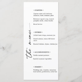 Minimalistisch zwart-wit huwelijksmenu met Vertica Menu