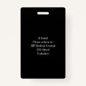 Minimalistisch zwart-wit ID Kaart Company Employee Badge (Achterkant)