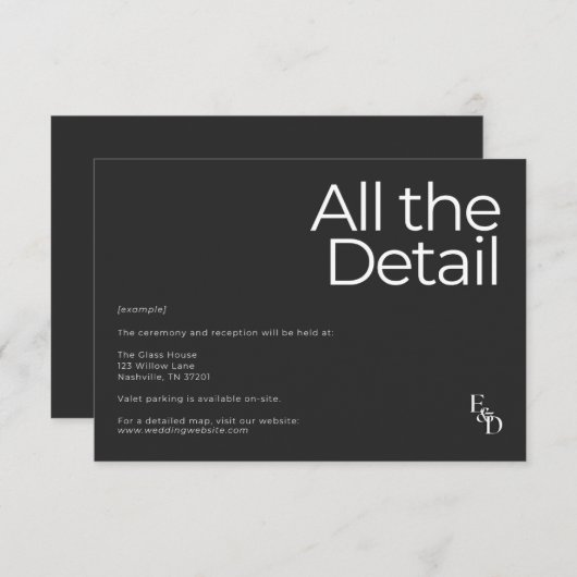 Minimalistisch zwart-wit informatiekaartje (Voorkant / Achterkant)