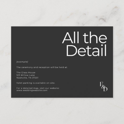 Minimalistisch zwart-wit informatiekaartje (Voorkant)