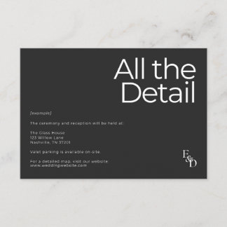 Minimalistisch zwart-wit informatiekaartje