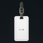 Minimalistisch zwart-wit Initiaal Eenvoudig monogr Bagagelabel<br><div class="desc">Eenvoudig bagagelabel met een modern,  maar elegant ontwerp met twee letters monogram omringd door een standaard zwart-wit rand. De achterzijde heeft uw contactinformatie. Dit stijlvolle bagagelabel is geweldig voor de minimalistische reiziger.</div>