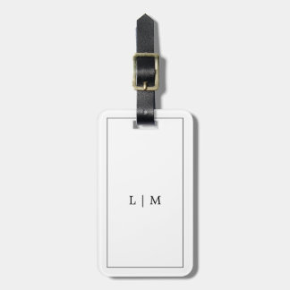 Minimalistisch zwart-wit Initiaal Eenvoudig monogr Bagagelabel