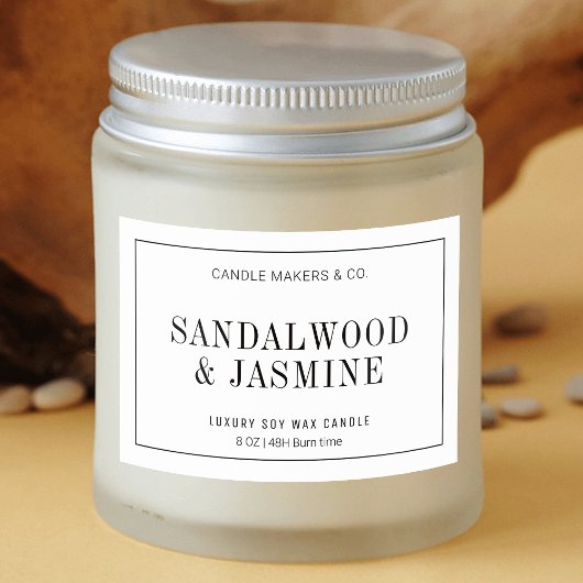 Minimalistisch zwart-wit kaarsen Verpakkingslabel Voedselcontainer Etiket