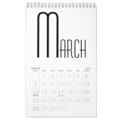 Minimalistisch zwart-wit kalender (Mar 2027)