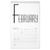 Minimalistisch zwart-wit kalender (Feb 2027)