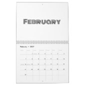 Minimalistisch zwart-wit kalender (Feb 2027)
