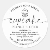 Minimalistisch zwart wit kalligrafie cupcake label (Voorkant)