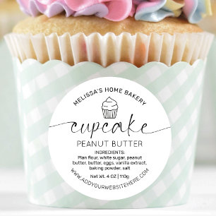 Minimalistisch zwart wit kalligrafie cupcake label