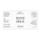 Minimalistisch zwart-wit kamer spuitfles product etiket (Voorkant)