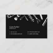 Minimalistisch Zwart & Wit Kapper Shop Hair Stylis Visitekaartje (Voorkant)