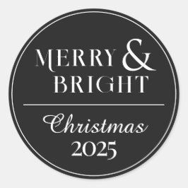 Minimalistisch zwart wit Kerst sticker met jaar