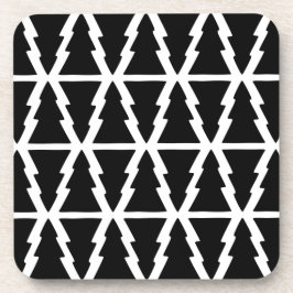 Minimalistisch zwart-wit kerstboompatroon bier onderzetter
