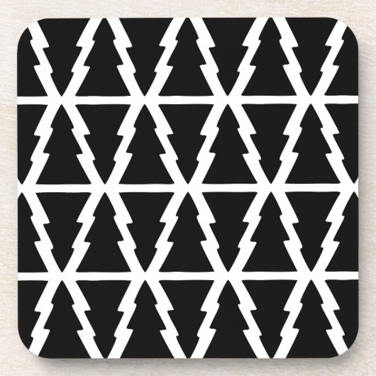 Minimalistisch zwart-wit kerstboompatroon bier onderzetter (Voorkant)