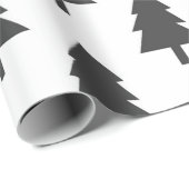 Minimalistisch zwart-wit kerstboompatroon cadeaupapier (Rol Hoek)