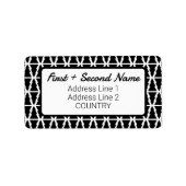 Minimalistisch zwart-wit kerstboompatroon etiket (Voorkant)