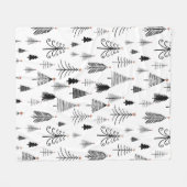 Minimalistisch zwart-wit kerstboompatroon fleece deken (Voorkant (Horizontaal))