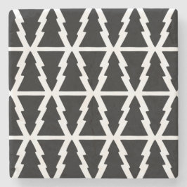 Minimalistisch zwart-wit kerstboompatroon stenen onderzetter