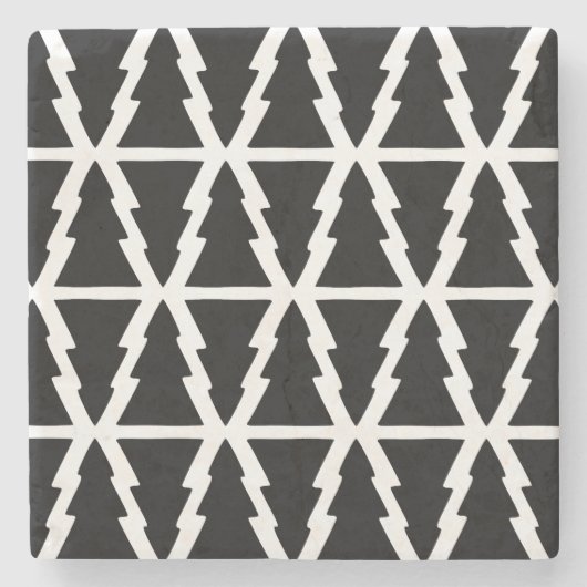 Minimalistisch zwart-wit kerstboompatroon stenen onderzetter (Voorkant)